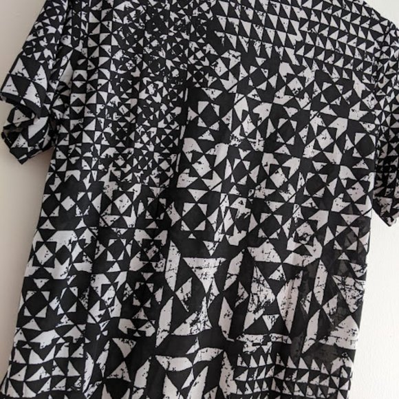 Ile Black and White Triangle Pattern Shirt Size L - Picture 4 of 8